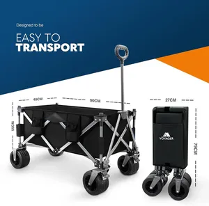 Đóng mở cắm trại Wagon xách tay có thể gập lại tiện ích xe đẩy với 360 bánh xe, có thể điều chỉnh xử lý, nhiệm vụ nặng nề 150kg Công suất - Product Image 3