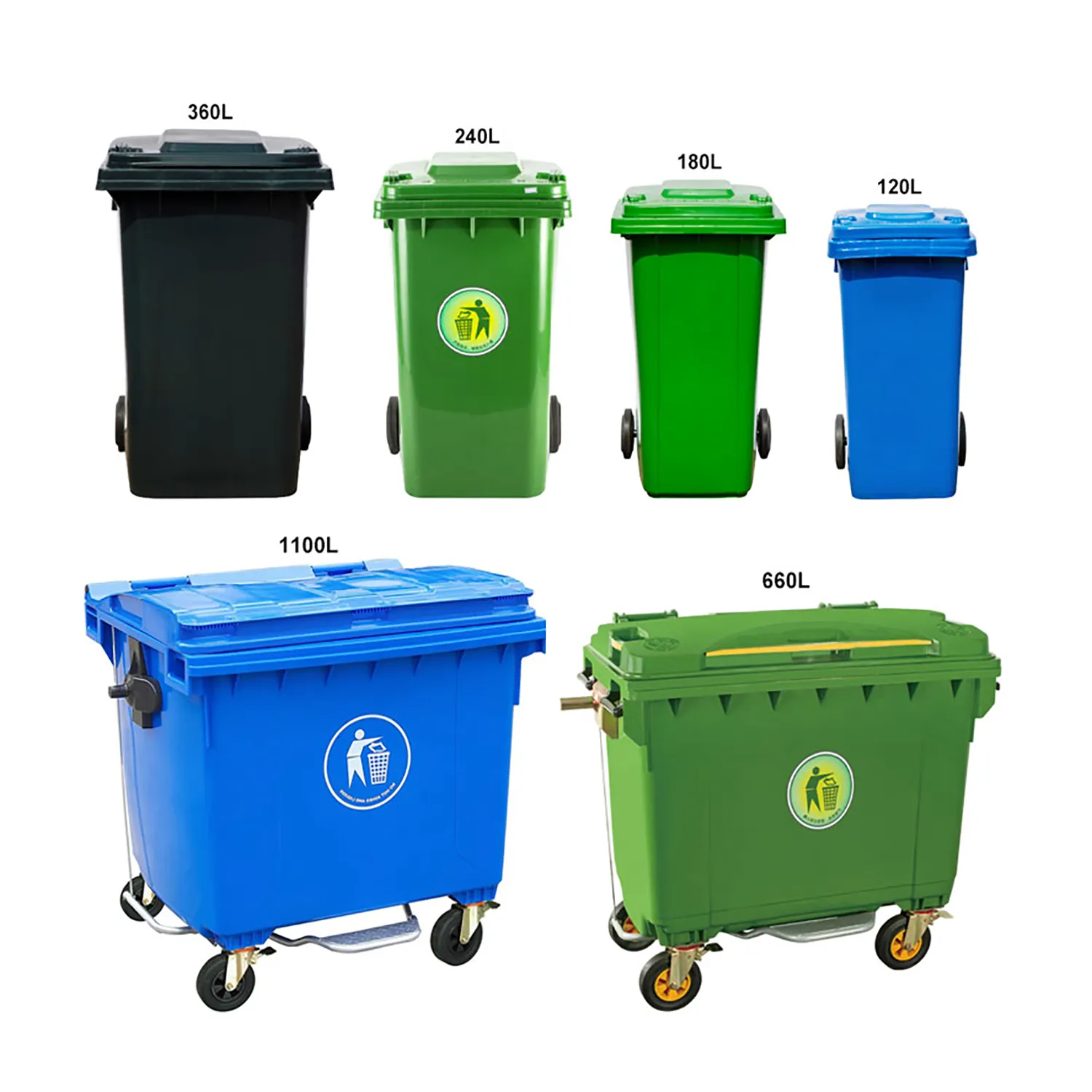 Grosir Desain Baru Luar Ruangan Besar Plastik Wheelie Bin Sampah Tempat Sampah 120L 240L Plastik dengan Pedal Kaki