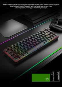 Free Wolf-Teclado mecánico T8 RGB para juegos, teclado luminoso de 68 teclas para ordenador, Notebook, MAC 60% - Product Image 2