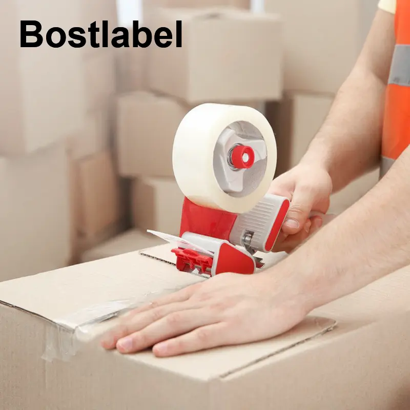 Bostlabel Bopp ambalaj bandı süper şeffaf karton sızdırmazlık bandı dağıtıcı ile kristal Ultra şeffaf Opp ambalaj bandı