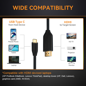 פרימיום איכות USB C כדי כבל HDMI סוג C כדי HDMI ממיר מתאם עבור מחשב נייד 1m 2m 3m