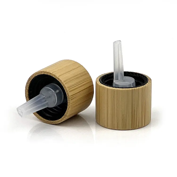 18/410 Pp Plastic Stamper Evident Bamboe Houten Cover Schroefdop Drop Plug 18Mm Maat Etherische Olie Flessen Verpakking Hout Deksels