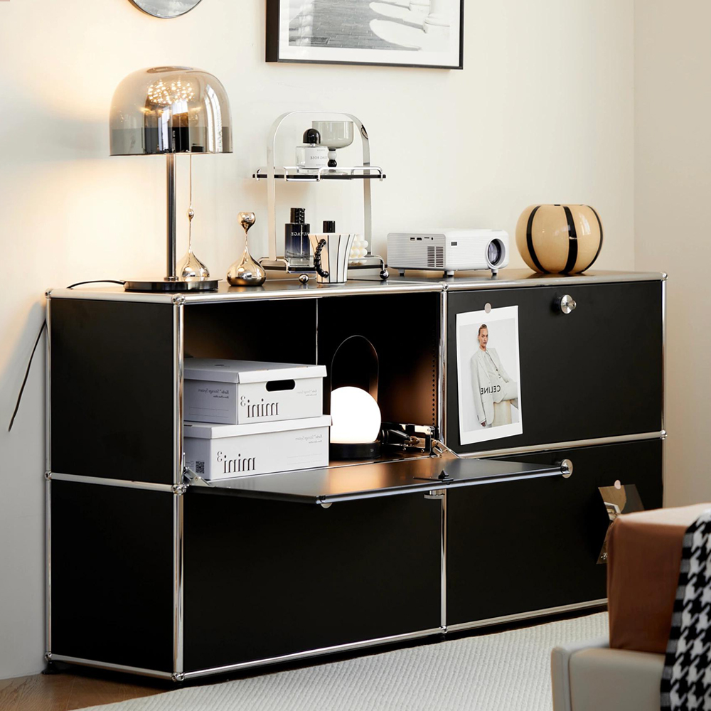 Double-layer cabinet-even cabinet-light luxury black