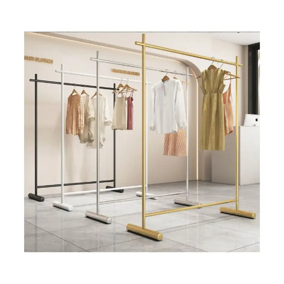 金属製Tシャツ/ドレスディスプレイラック洋服ブティック店ディスプレイは、衣料品店のインテリアデザインのアイデアを表します