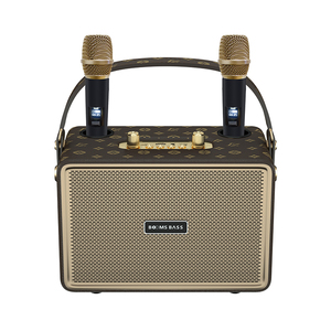 Boomsbass Wireless Wooden Bluetooth Party Speaker with FM <strong>Function</strong>, Dual Mics, Deep Bass Sound <strong>System</strong>, Karaoke Audio Box - Product Image 2