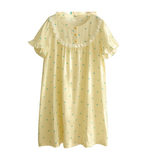 批发夏季简约可爱纯棉女式睡衣连衣裙 - Product Image 2