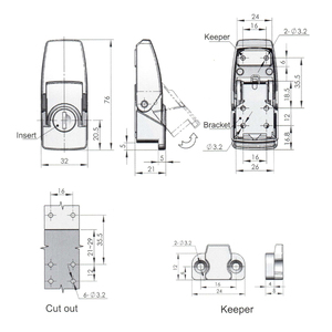 DKS-1 parlak krom kaplama araç kutusu dolabı geçiş çile yakalamak anahtarlı kilit - Product Image 2