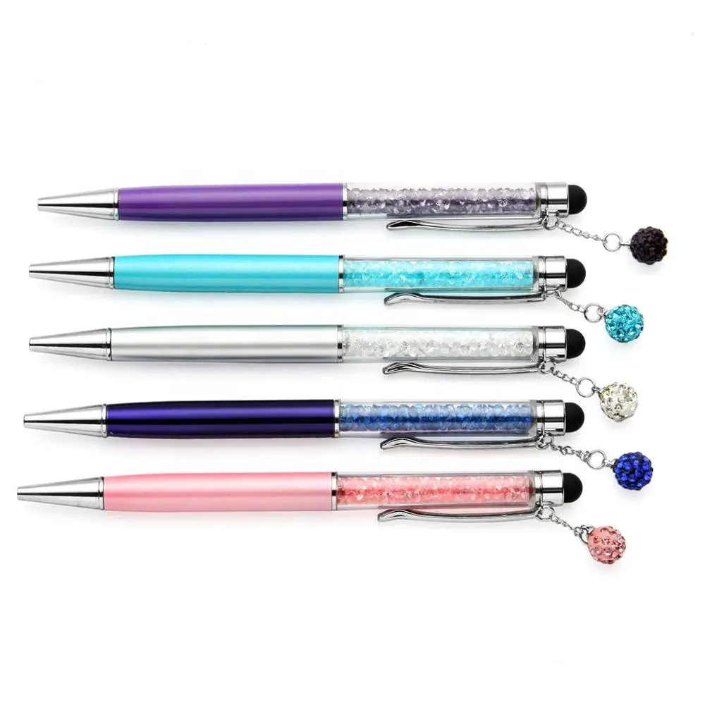 Creative Promotional Ball Point Pen Metal Pens Balls Plush Ballpoint Various Stone Diamond Ballpoint Crystal Pen With Charm