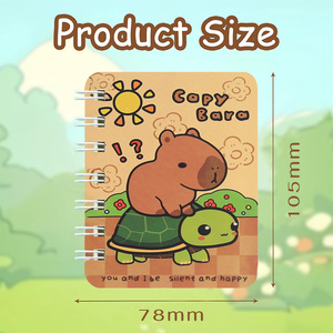 Juego de cuaderno en espiral de dibujos animados bonitos A7, 4 paquetes, Mini Bloc de notas diario para niñas, cubierta de papel, proveedor escolar de bolsillo para estudiantes - Product Image 2