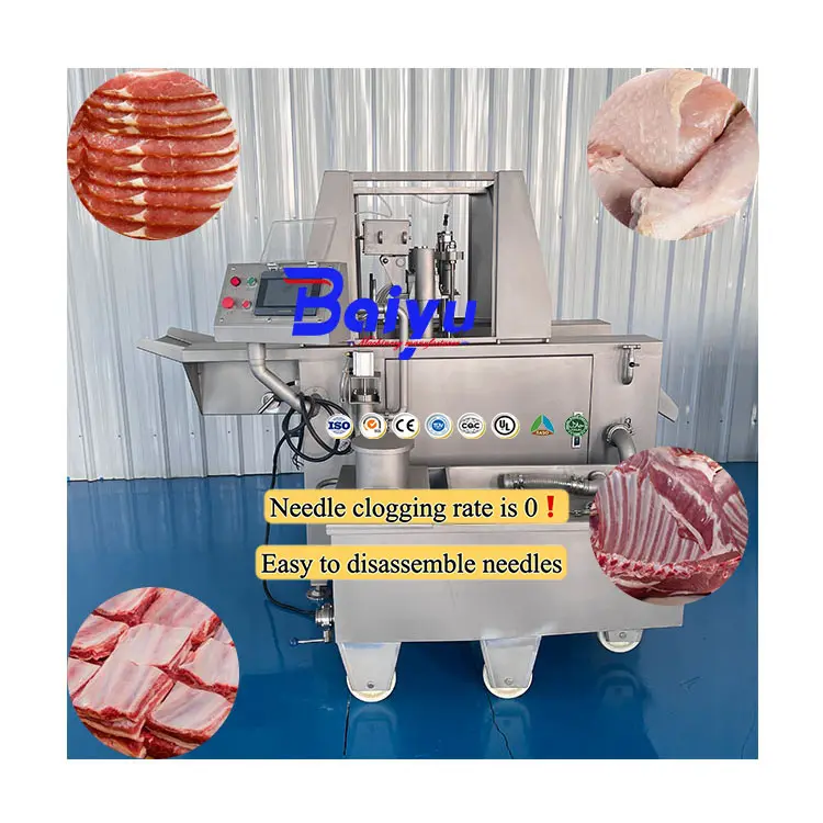 Baiyu SUS 304 Máquina automática de fabricação de produtos de carne para carne de porco, peixe, frango e carne, injeção de salmoura, soro