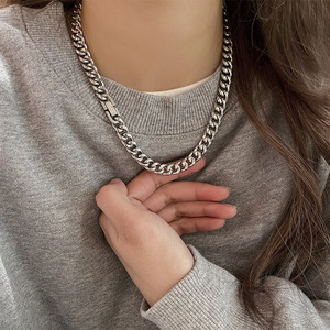Direct Sales Extravagant Personality Necklaces Styling Cuban <strong>Chain</strong> Fashion <strong>Chains</strong> for Couples Stainless Steel Spring Accessory - Product Image 1