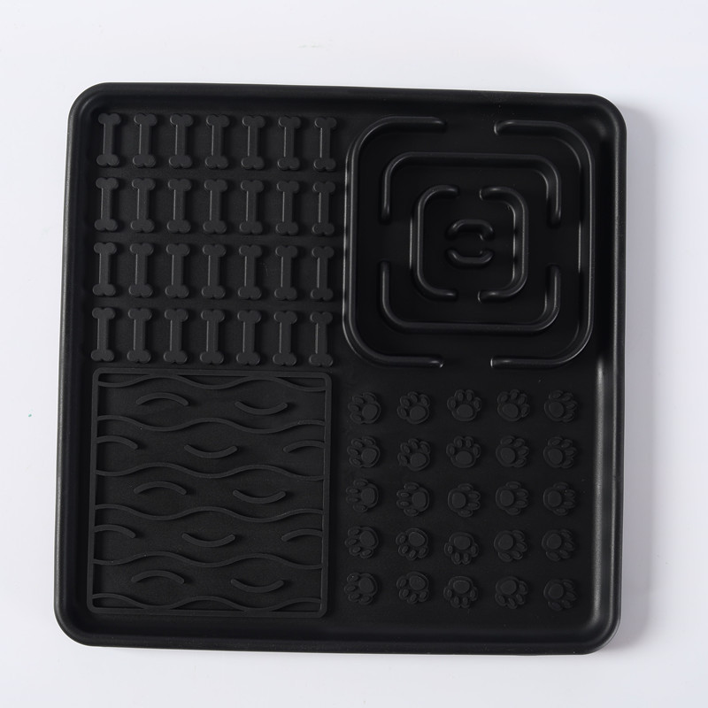 Petit tapis de slow food noir pour animaux de compagnie