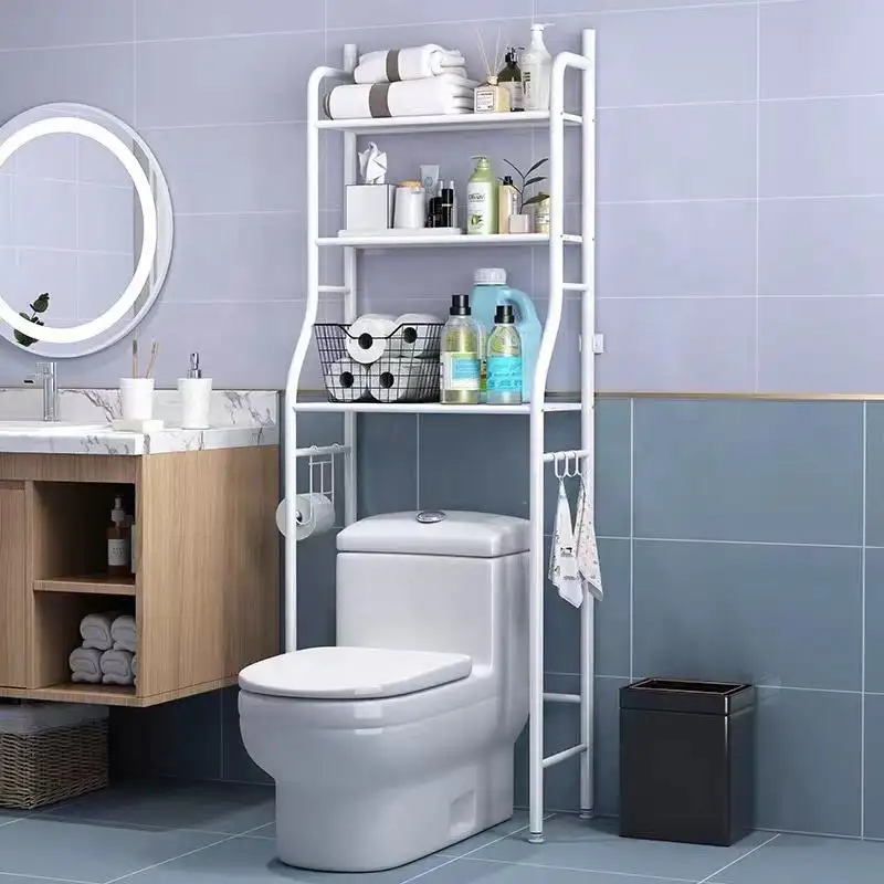 3-Layer Custom rak Toilet logam kamar mandi Space Saver 3-Tier balkon rak dan Organizer penyimpanan Toilet rak kamar mandi