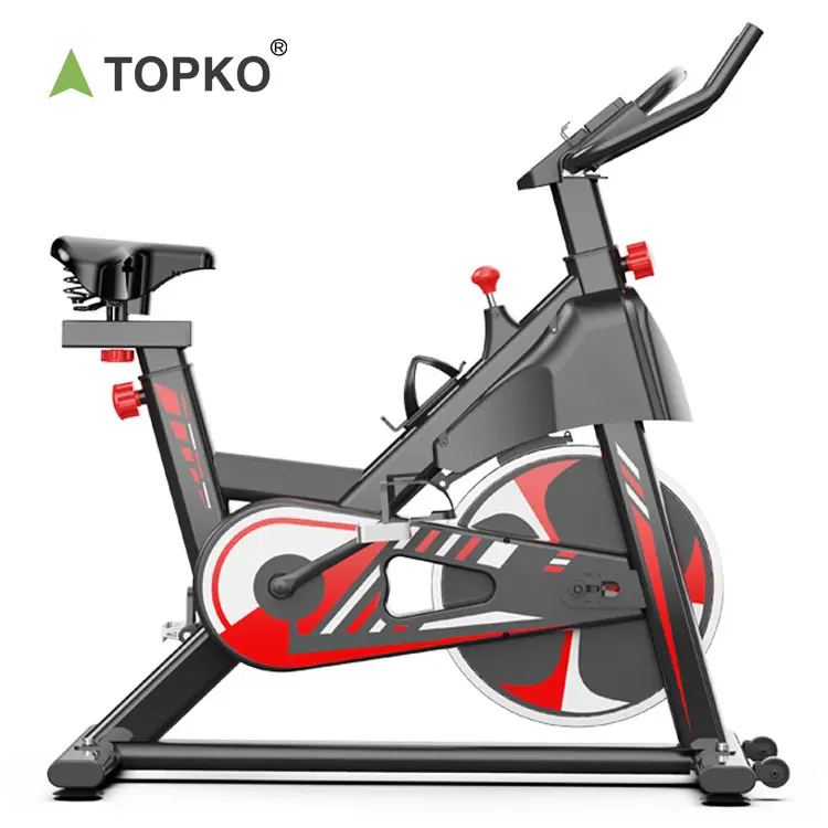 TOPKO Sepeda Berputar Komersial, Sepeda Fitness Magnetik Profesional Tahan Pas Di Badan untuk Latihan Dalam Ruangan Sepeda Berputar dengan Layar