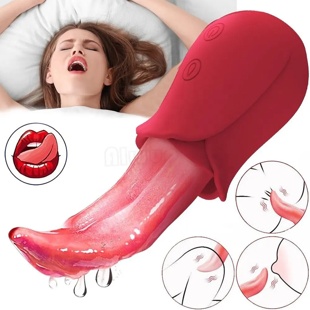 Vibrador realista para lamber a língua, rosa, brinquedo sexual para mulheres adultas com ponto G, estimulador de clitóris e massageador de mamilos, ideal para venda