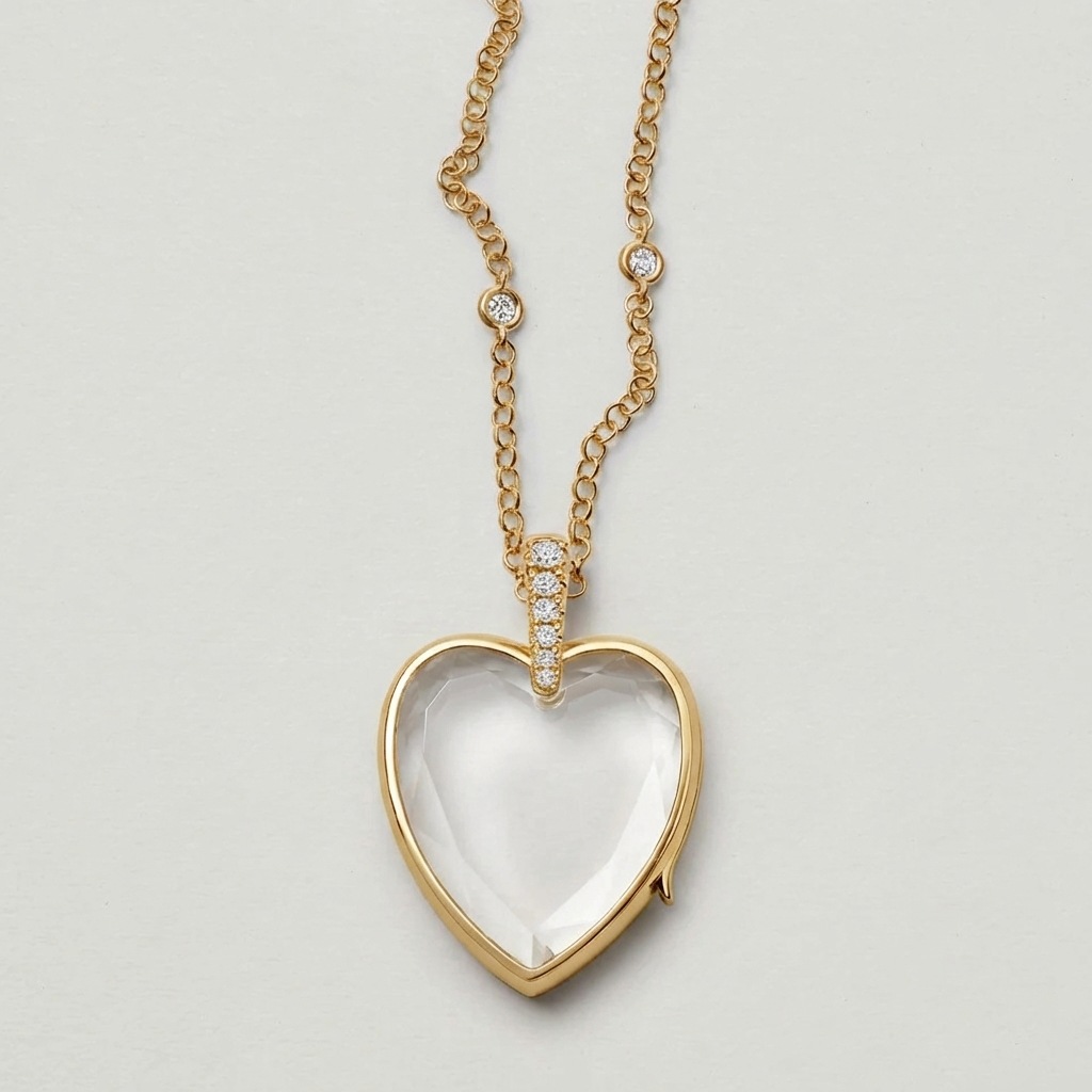 Collier boîte en forme de coeur-boîte vide en or
