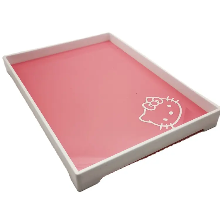 Hello Kitty Theme Pink Acrylic Serving Tray For Hotel Tray