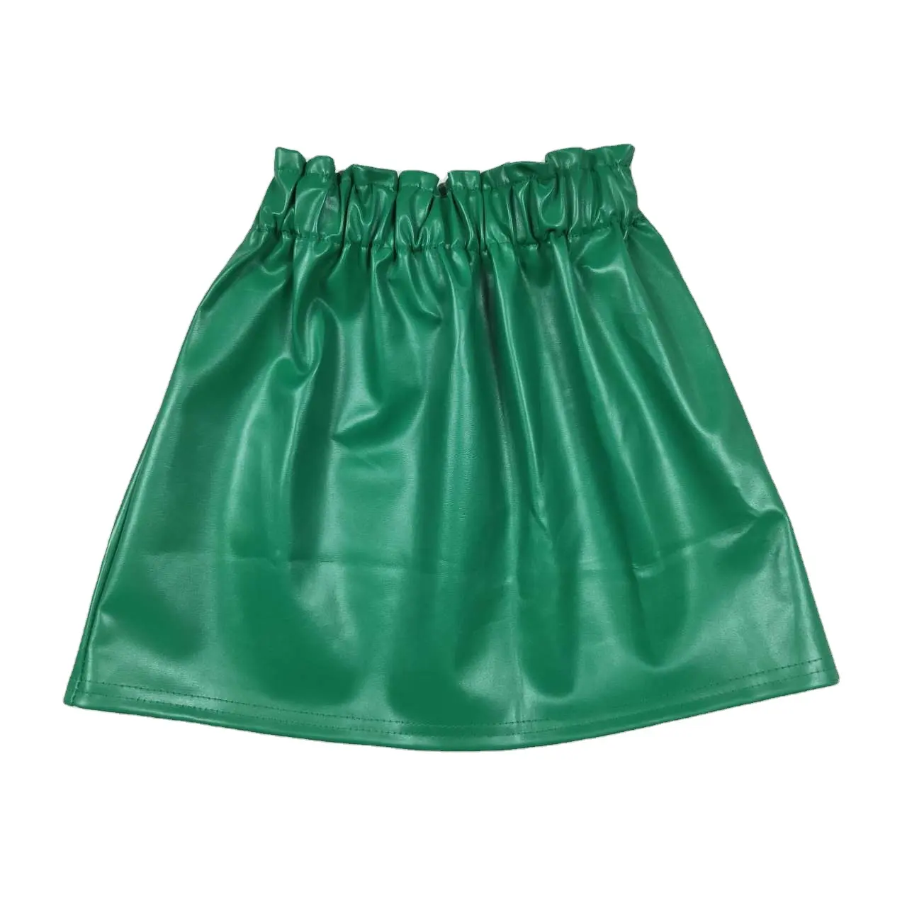 تنورة أطفال عالية الجودة للبنات تنورة جلدية خضراء فستان للفتيات تنورة قصيرة أنيقة