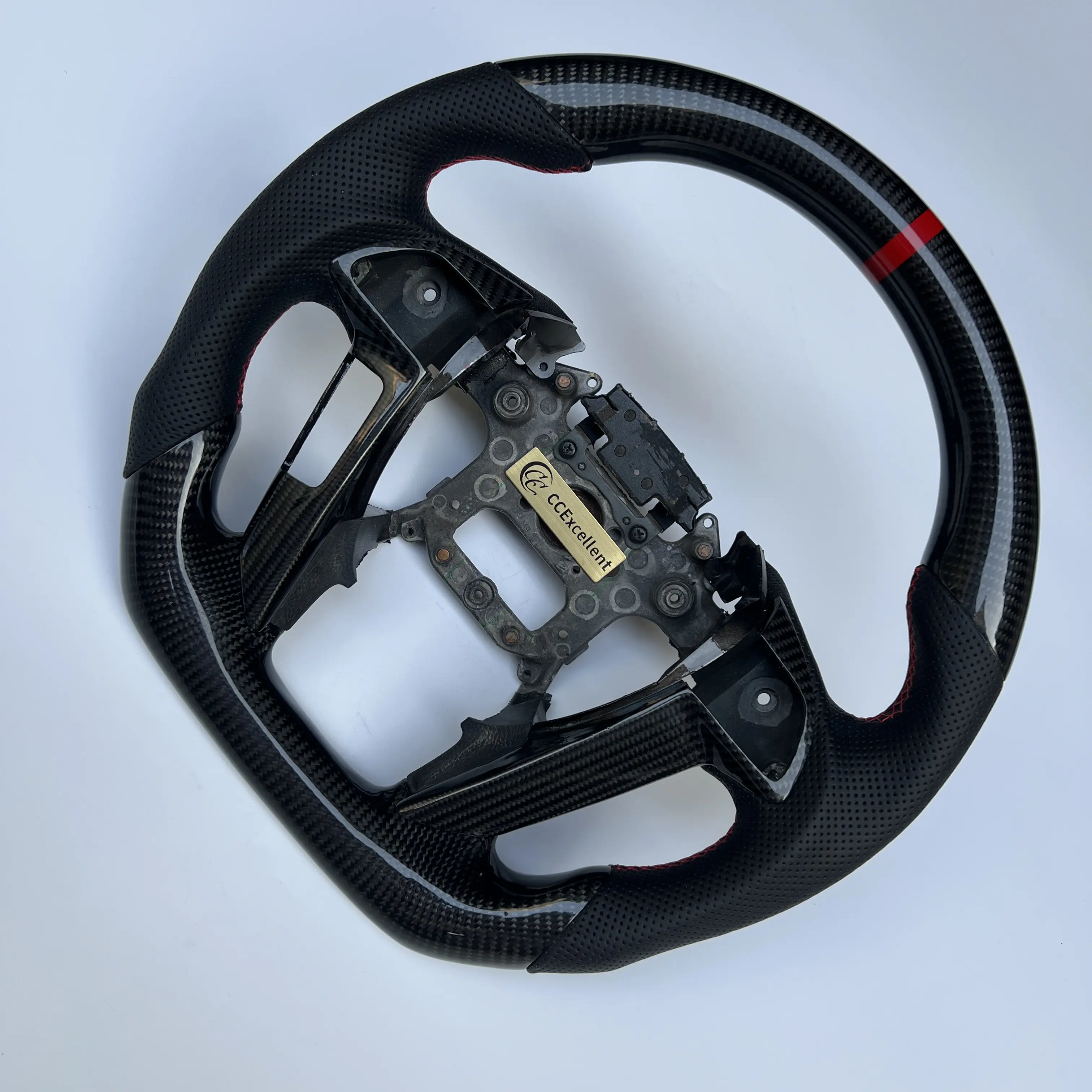 Руль из углеродного волокна для Honda 2008 Accord 8-го поколения с черной перфорированной кожаной отделкой красное кольцо