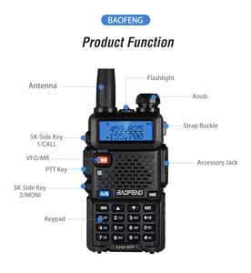 Radio bidirezionale portatile del walkie-talkie uv-5r di baofeng della batteria di capacità elevata con dtmf & sintonizzazione manuale - Product Image 4