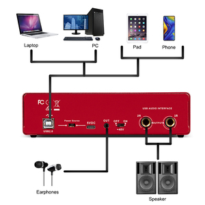 Professional 2 Channel USB Professional Studio Sound Card Recording 24 Bit 192Khz <strong>Audio</strong> Interface for Live Streaming - Product Image 2
