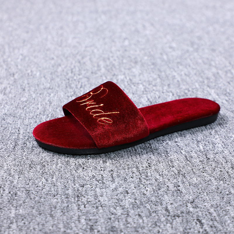 Embroidered Bride in Wine Red