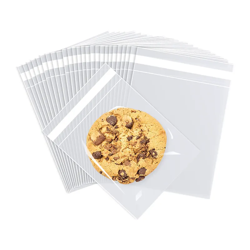 Bolsa de plástico transparente para galletas, embalaje autoadhesivo de grado alimenticio, Opp, chelo
