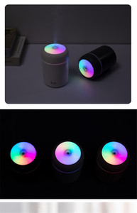 เครื่องเพิ่มความชื้นในอากาศ300มล.,เครื่องพ่นละอองน้ำมินิ LED แบบพกพาเครื่องพ่นไอน้ำน้ำมันหอมระเหยอโรมาคู่ละอองน้ำ H2O - Product Image 6