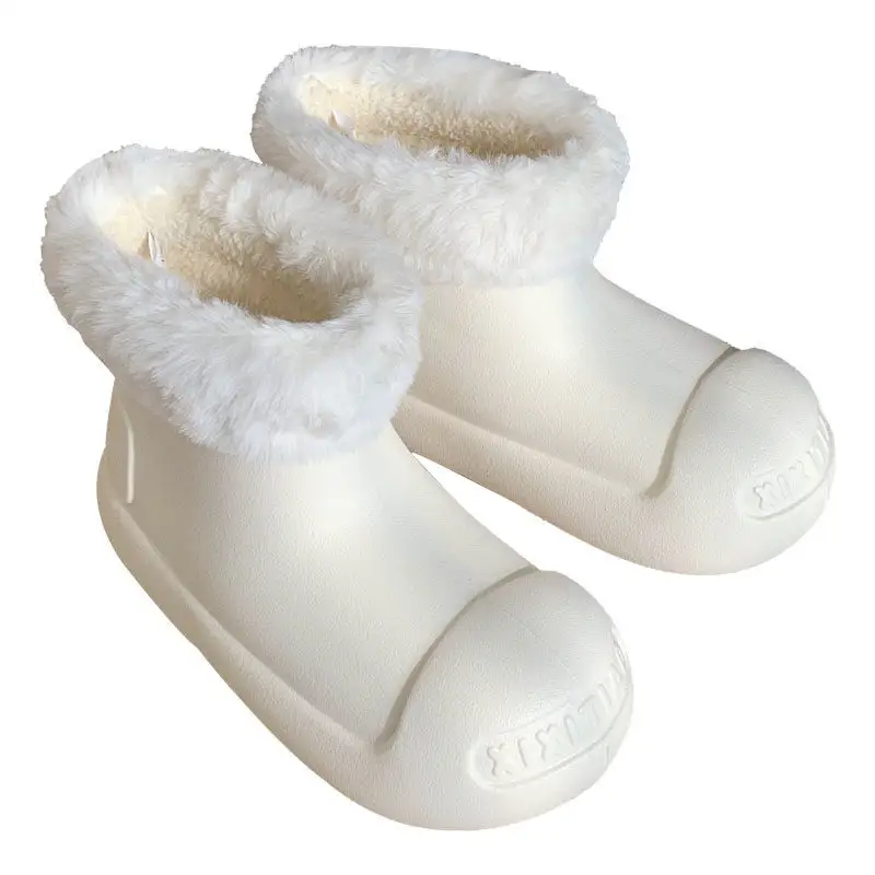 Zapatillas XIXIXITIAO impermeables con botas mullidas de piel, mini botas de plataforma mullidas negras para mujer, zapatillas de botín de muñeco de nieve