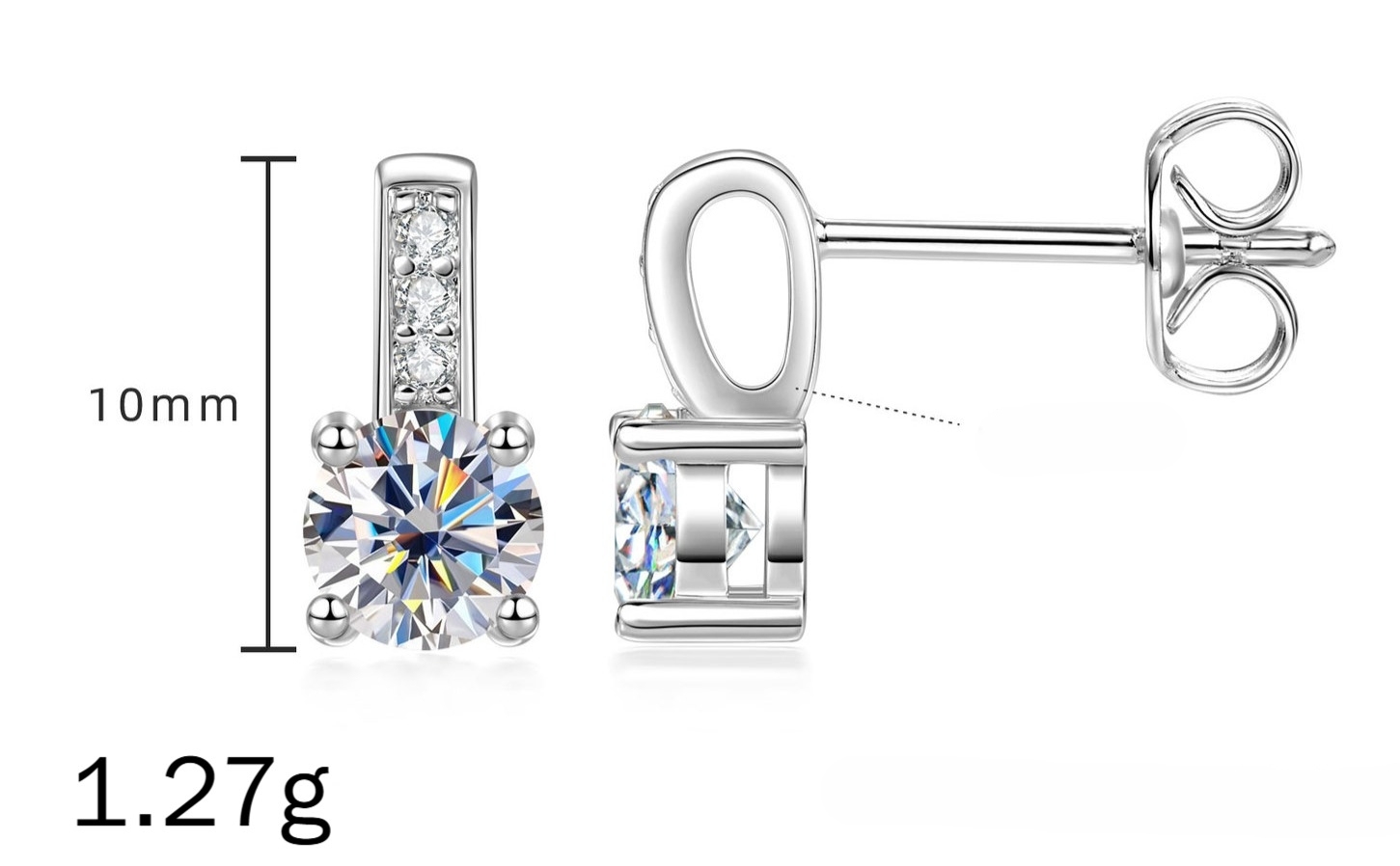 Moissanite 0.5ct*2pcs+GRA Certificate-White Gold