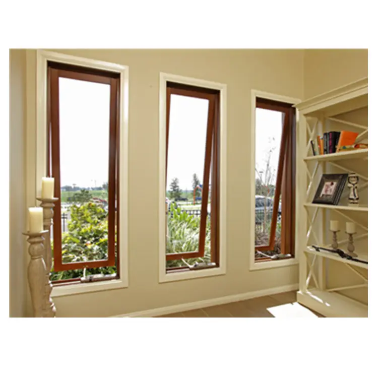 Personalizado janela superior pendurado design vidros duplos janela de ventilação do banheiro usado em ambientes residenciais