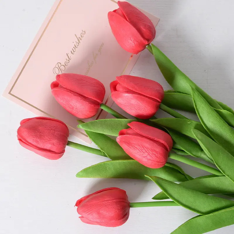 Mini hotel artificial tulipa, flor de decoração para casamento, fotografia de casa