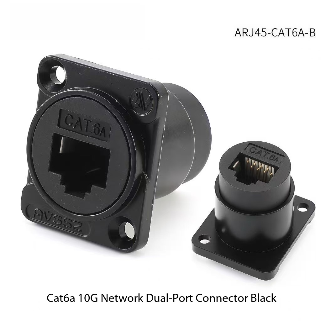Cat6a RJ45 Inline Coupler Black 10G High Speed Network Adapter