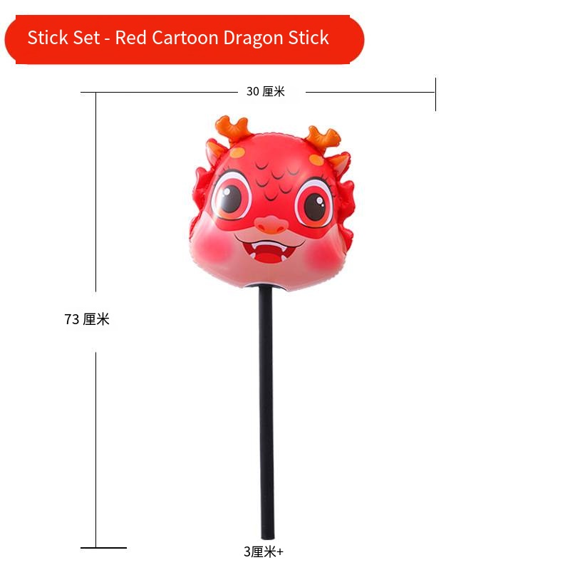 Bâton de dragon de dessin animé rouge de type pôle