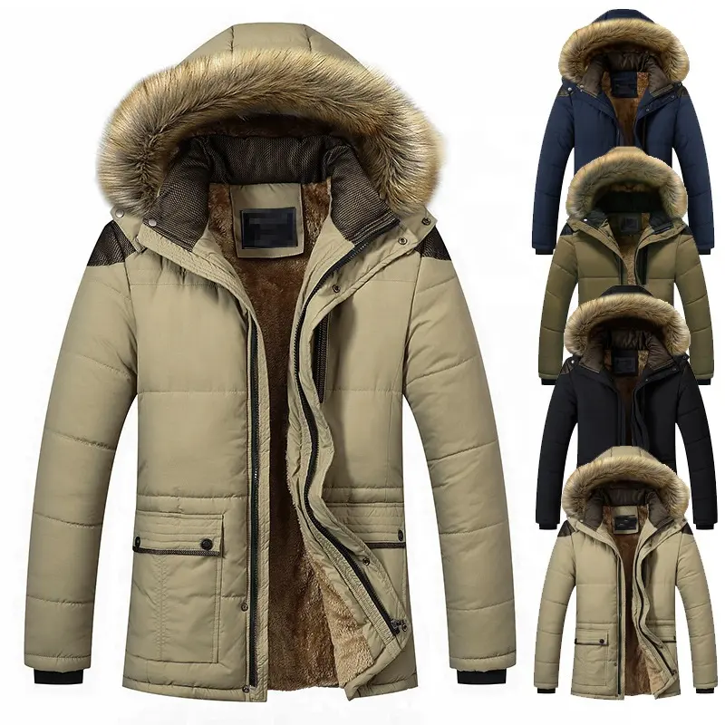 เสื้อแจ็กเก็ตขนเป็ดมีฮู้ดสำหรับผู้ชาย,เสื้อขนเป็ดผ้าฝ้ายเนื้อหนาสำหรับฤดูหนาวปี2021