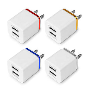 双USB端口欧盟/美国壁式充电器2.1A电源适配器插头，适用于iPhone 7 8X11 10w输出电源OTP保护5V/2A输入 - Product Image 1