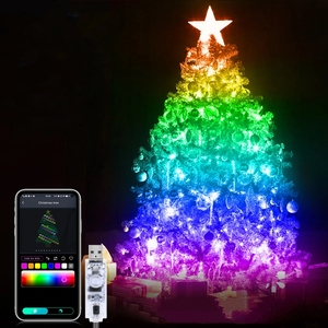 สาย USB LED ไฟราวสำหรับเทศกาลคริสต์มาส5V แอดเดรสได้ RGB IC IP65ไอเดียแผงควบคุมแอพม่านแสงนางฟ้าสำหรับสวนกลางแจ้ง - Product Image 1
