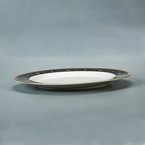 Elegant Royal White Ceramic Dinnerware Dishes Plates 10.25 Inch Round Porcelain Black Gold <strong>Rim</strong> Charger Plates for Wedding Party - Product Image 4