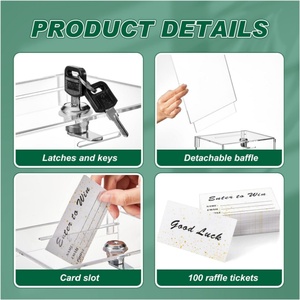 Kilit ve işaret levhası ile uzun boylu akrilik bağış kutusu Raffle para oylama hayır işi önerisi için güvenli öneri kutusu - Product Image 3