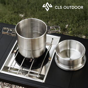 Ngoài Trời Toàn Bộ Xách Tay 304 Thép Không Gỉ Đồ Nấu Nướng Kim Loại Cắm Trại Thiết Bị Nấu Ăn Bền Vững Treo Nồi Nấu Ăn Nồi - Product Image 4