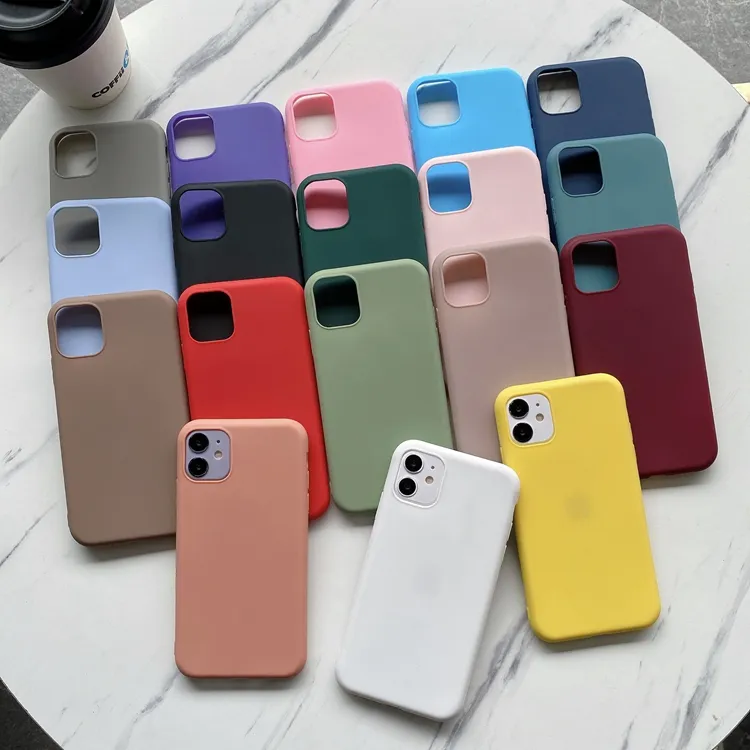 Casing penutup ponsel TPU lembut Matte, warna permen untuk iPhone 14 13 12 11 Pro Max X XR XS Max 7 8 Plus Conque De telepon