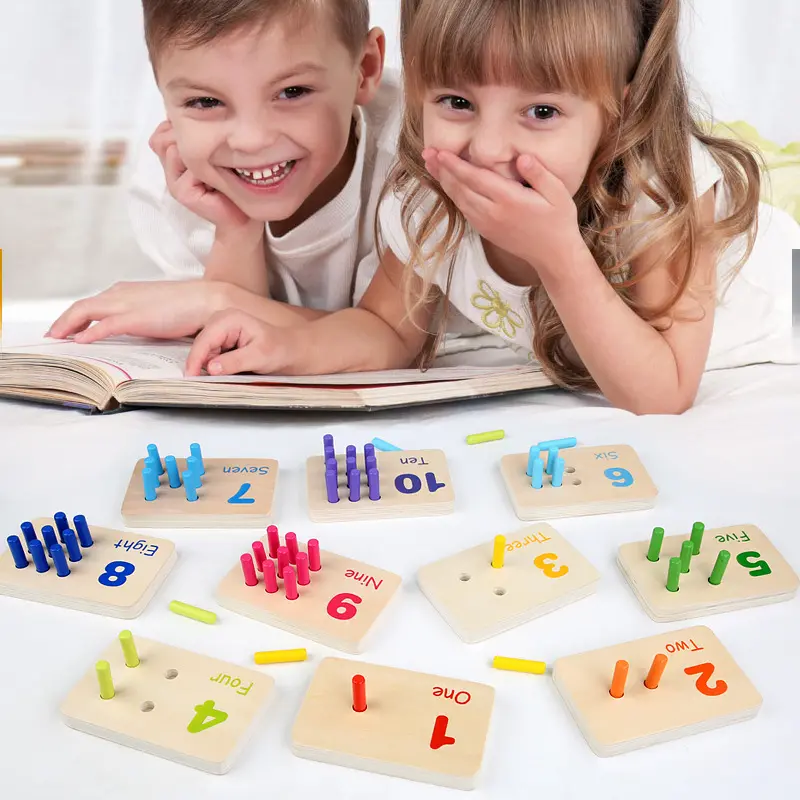 Giocattoli educativi prescolari ragazzi ragazze Montessori conteggio in legno numero manipolatori giocattoli