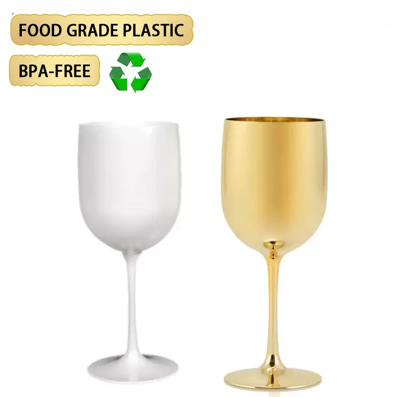 Copa de vino de oro reutilizable de plástico de alta calidad, copa de vino, champán