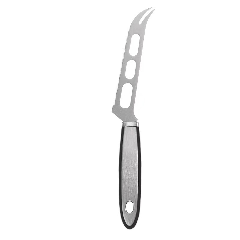 Cuchillo para queso con mango de metal plateado