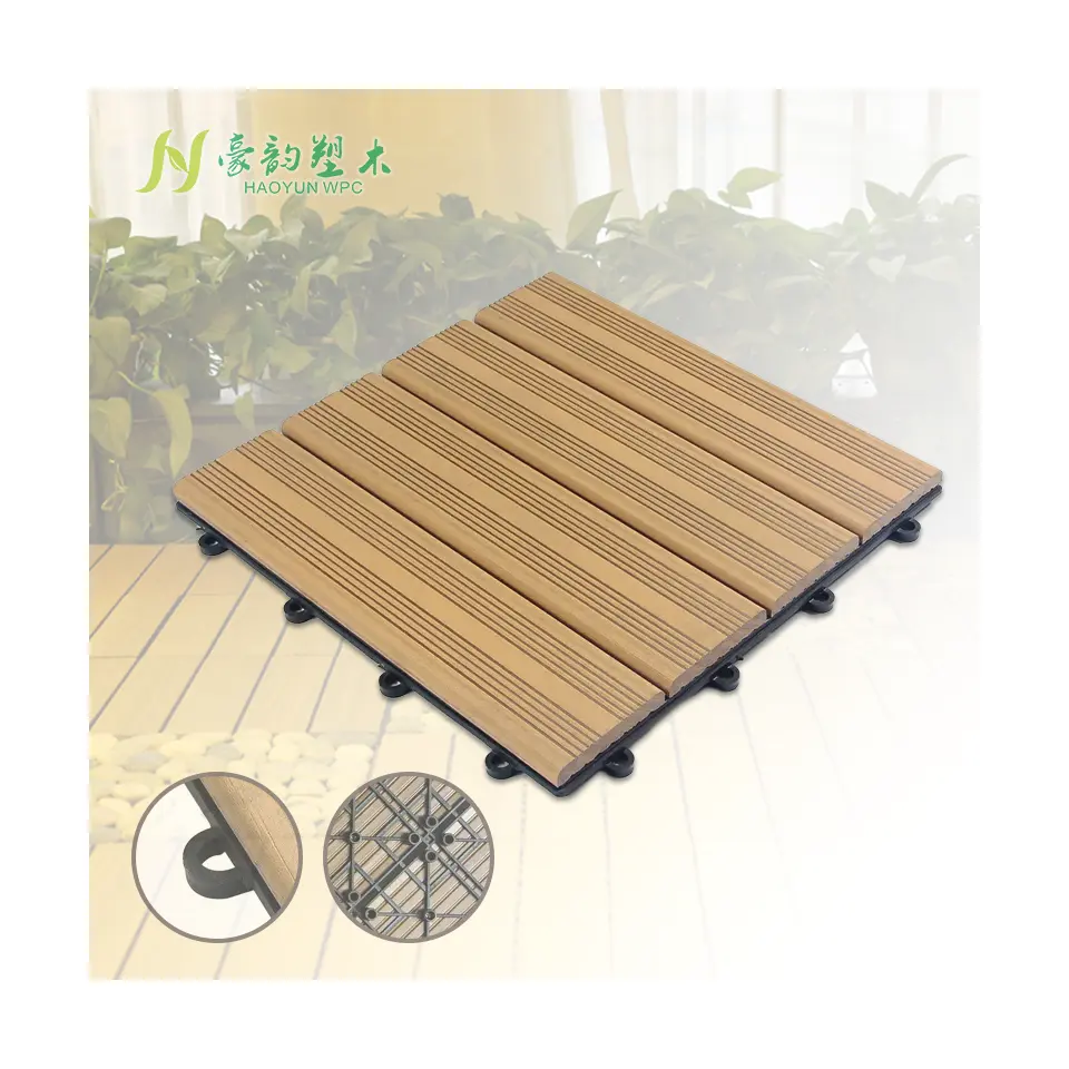 HAOYUN eco-friendly Deck Tiles ad incastro antiscivolo Wpc Floor balcone Outdoor Decking fai da te