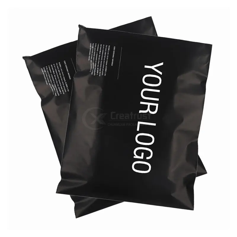 ZGCX-bolsas de plástico con logotipo personalizado, sobres de plástico, color negro, mate, 19x24