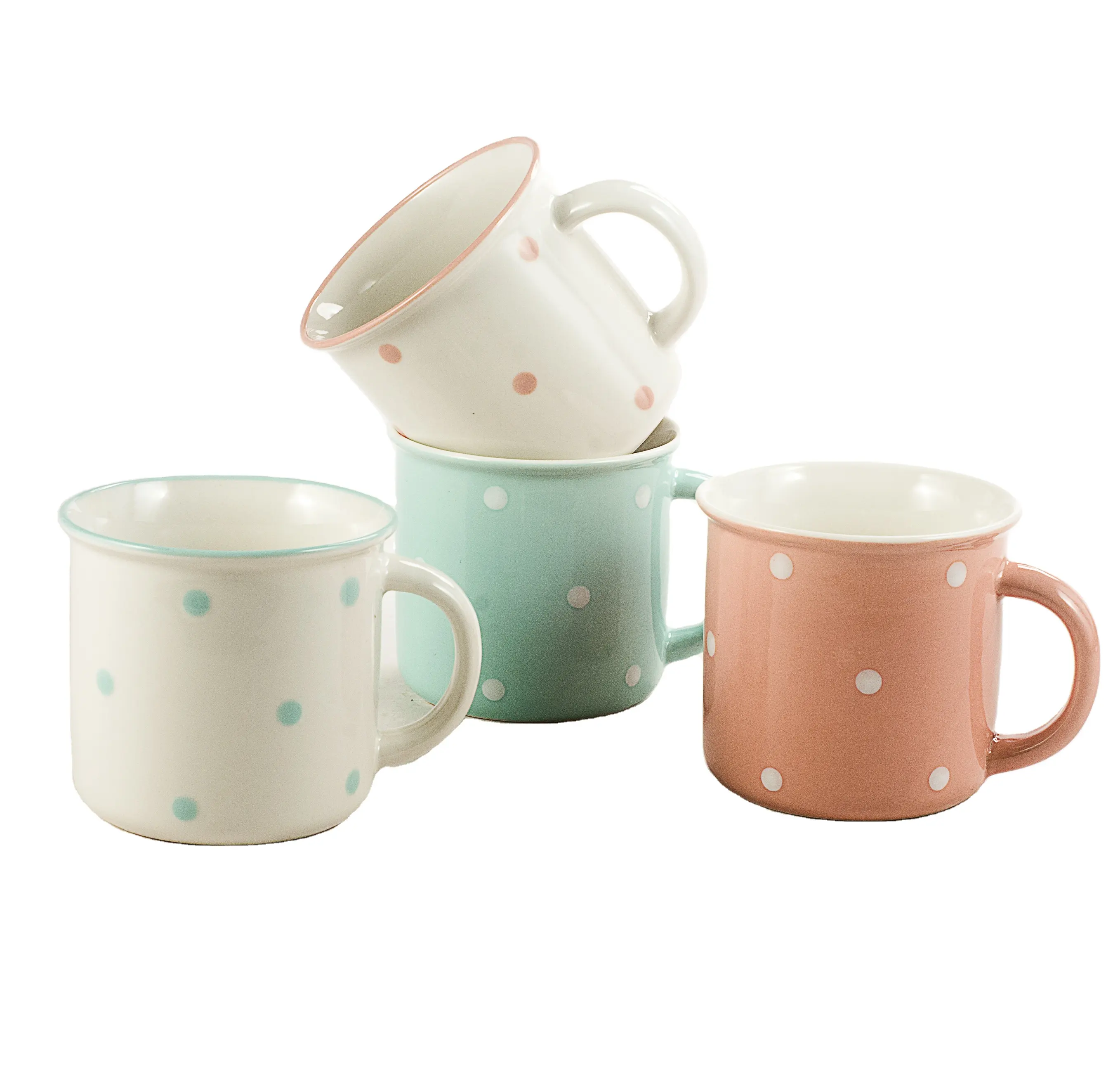 Wholesale Polky Dots printing cup custom coffee mugs ceramic cheap