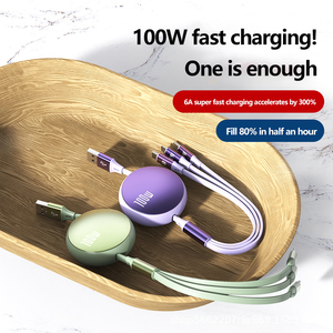 6A Fast <strong>3</strong>-in-1 Telescopic Data Cable TPE for <strong>IOS</strong> Compatible <strong>Apple</strong> Android Type-C 120W Fast Charge Three One Stretchable Cable - Product Image 2
