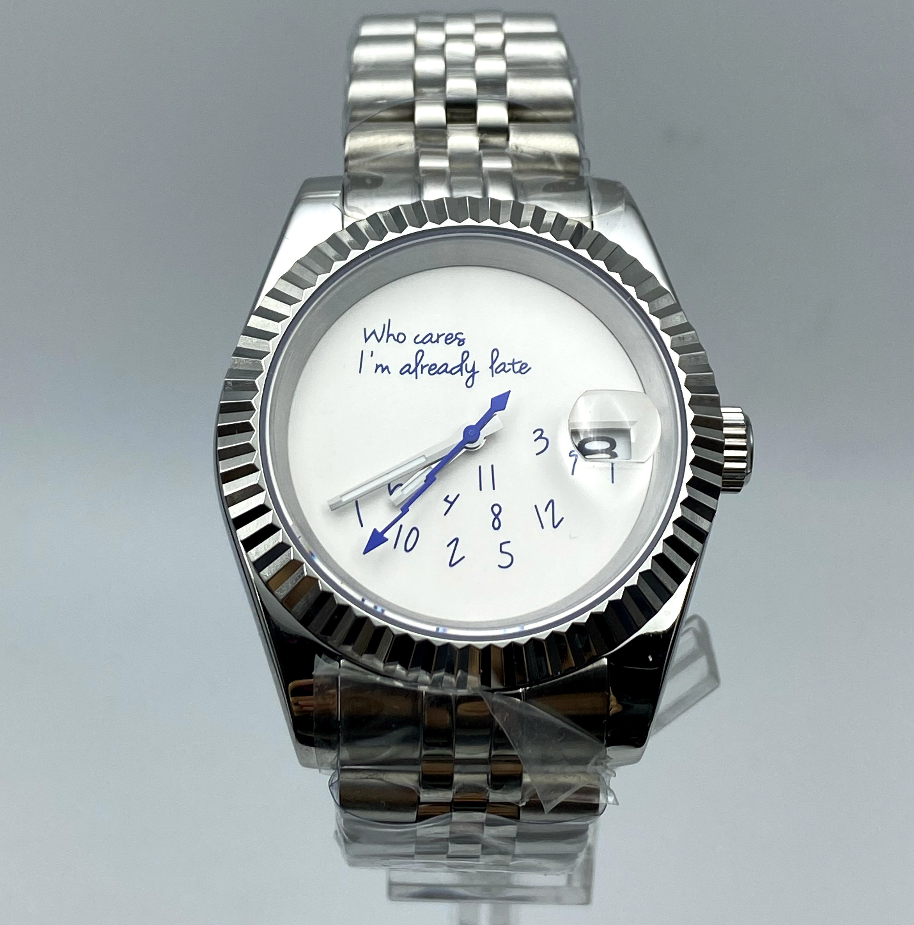 Silver case+white dial