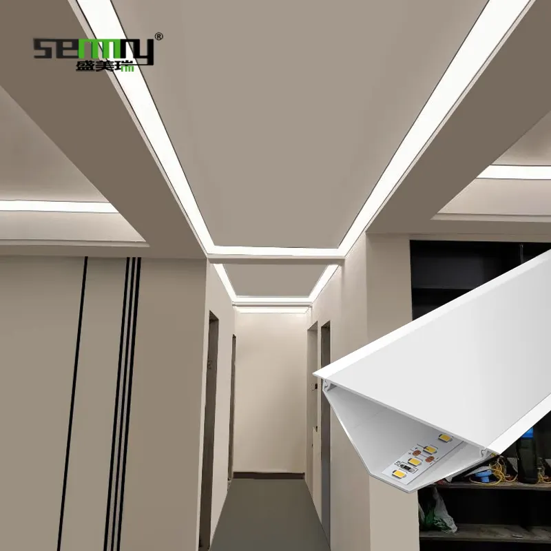 خط جبس LED مضيء مع إضاءة سقف بدون مصباح رئيسي إضاءة زخارف سقف حديثة لغرفة النوم وغرفة المعيشة